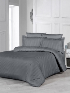  Постельное белье Satin Strip тм Zeron ANTRASIT полуторный артикул 17762 ― Мир Текстиля