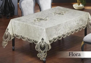 Скатерть велюровая Flora Kappuccino 160х220 артикул 18578 ― Мир Текстиля