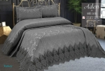 ПОКРЫВАЛО ЖАККАРДОВОЕ С КРУЖЕВОМ 240*260 (TM KC ALDEN ) SONIL LACED GRI, ТУРЦИЯ артикул 17448
